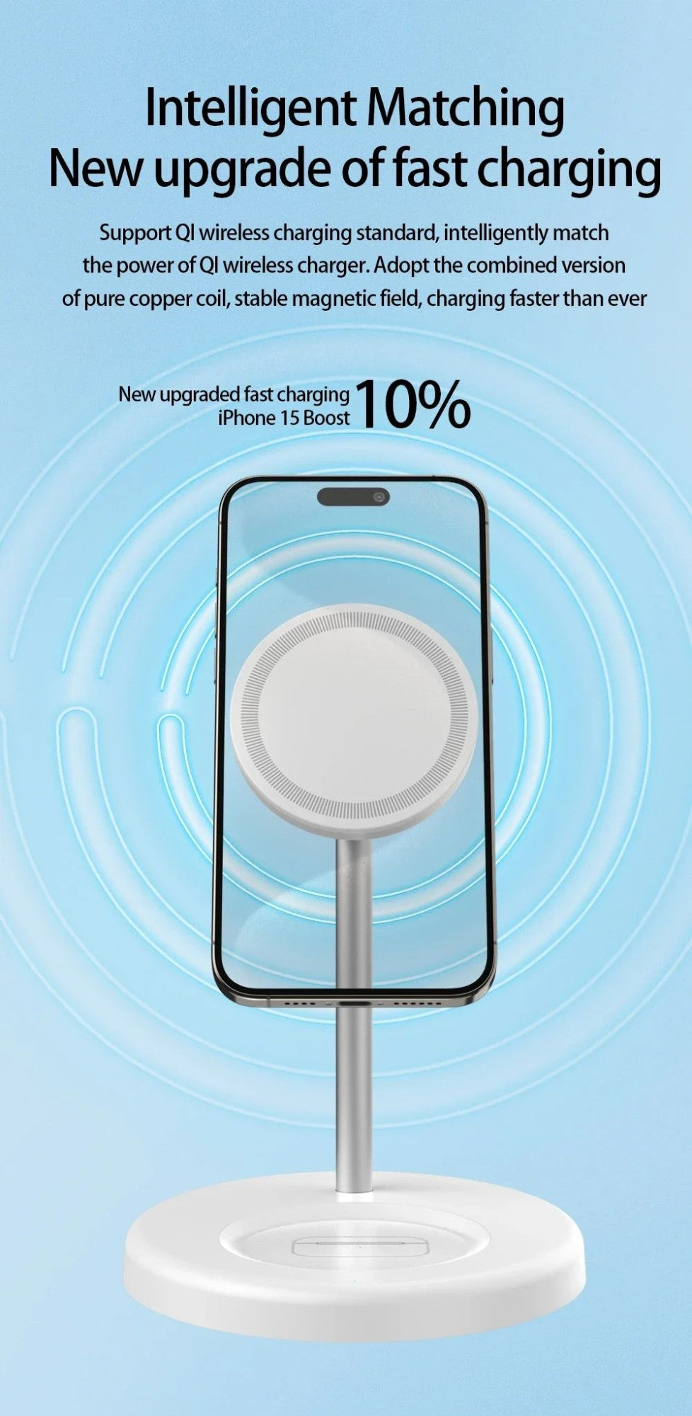 Soporte de cargador inalámbrico magnético 2 en 1, estación de carga de teléfono